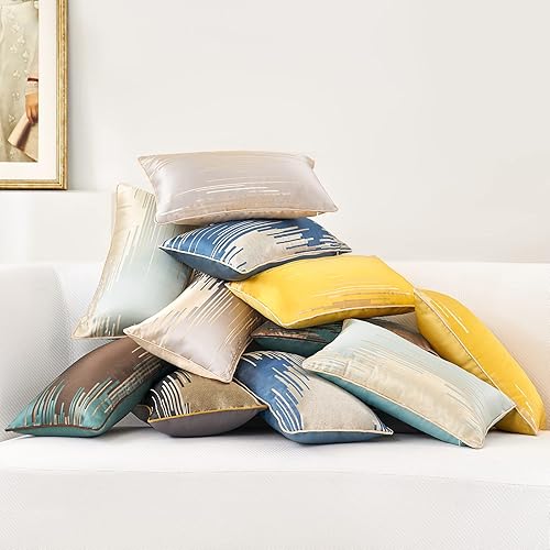 Miniatura 7 de Aeckself Paquete de 2 fundas de almohada rectangulares de jacquard de alta precisión con rayas geométricas modernas, fundas decorativas para sofá,