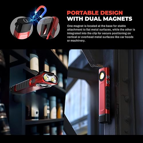 Miniatura 3 de Anhay Linternas recargables de 1500 lúmenes EDC linterna plana con 8 modos, linternas de bolsillo impermeables, linternas pequeñas magnéticas