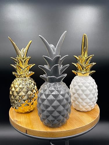 Miniatura 5 de First of a Kind Decoración decorativa de pieza central de cerámica dorada para sala de estar, dormitorio, oficina, cocina. Estantería de cerámica de