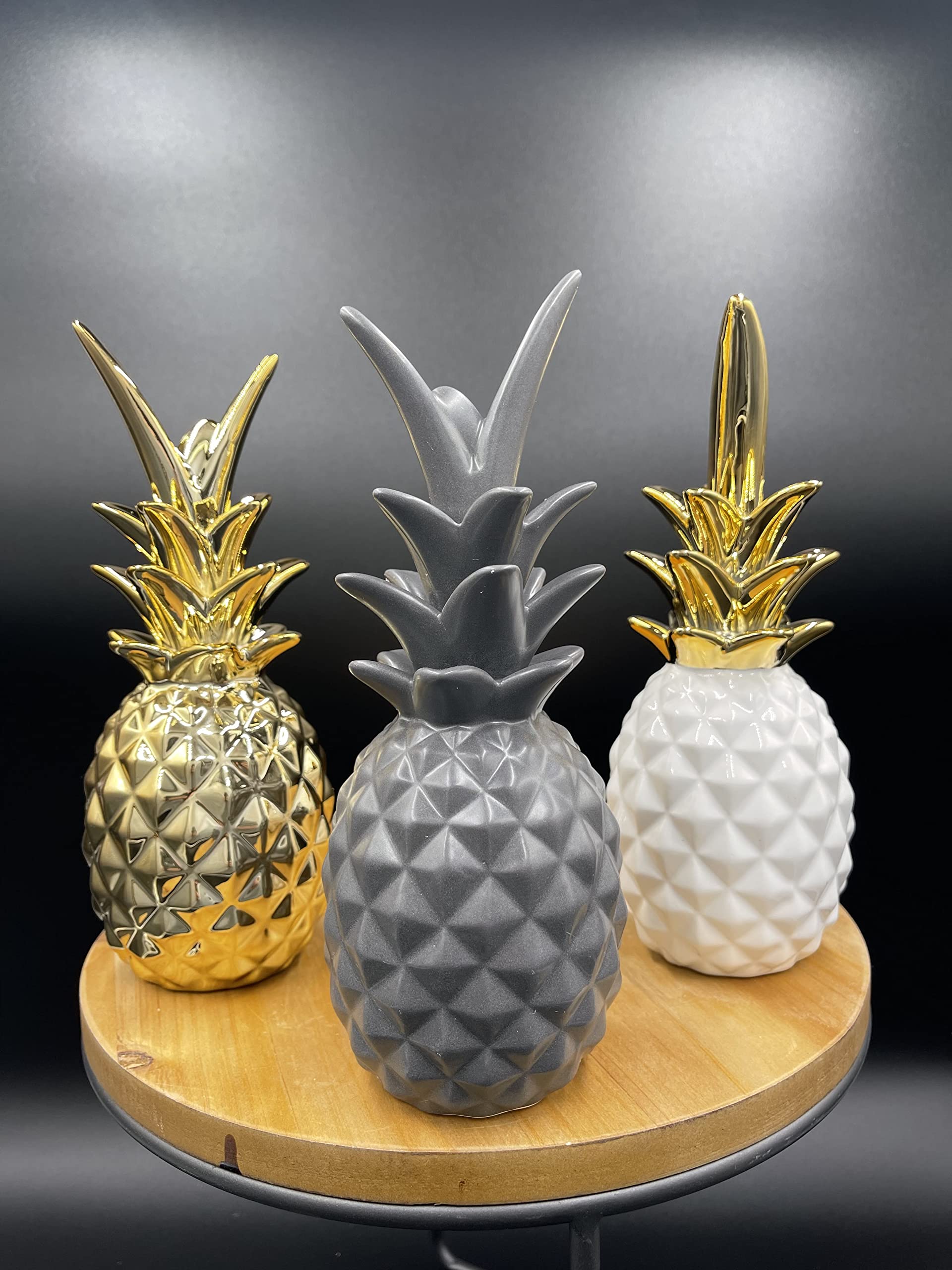 置物 pineapple pineapple Amazon.com: First of a Kind Grey Ceramic Pineapple Decorative