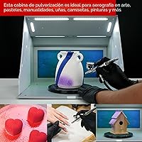 Vista 7 de Master Airbrush Kit de Cabina de Aerógrafo Portátil con Ventiladores de Escape Duales, 4 Luces LED, Mesa Giratoria y Manguera de Extensión, Cabina