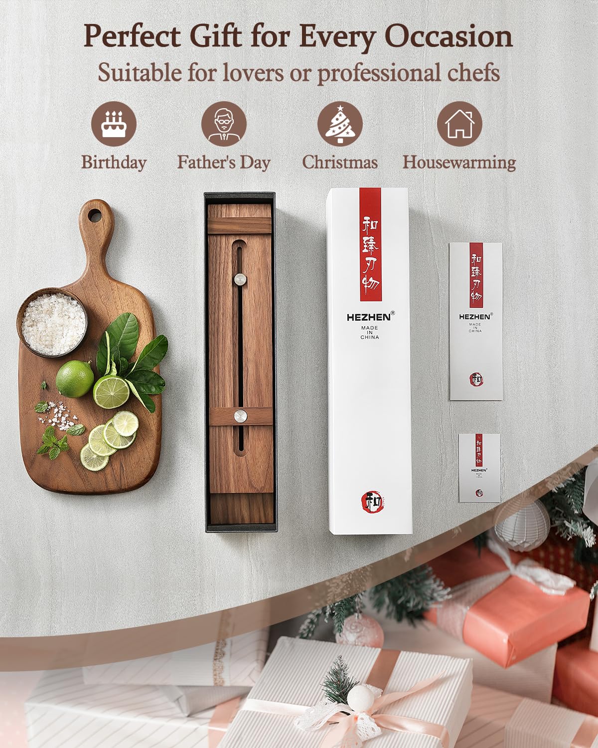 HEZHEN Supporto Affilacoltelli Regolabile in Legno di Noce