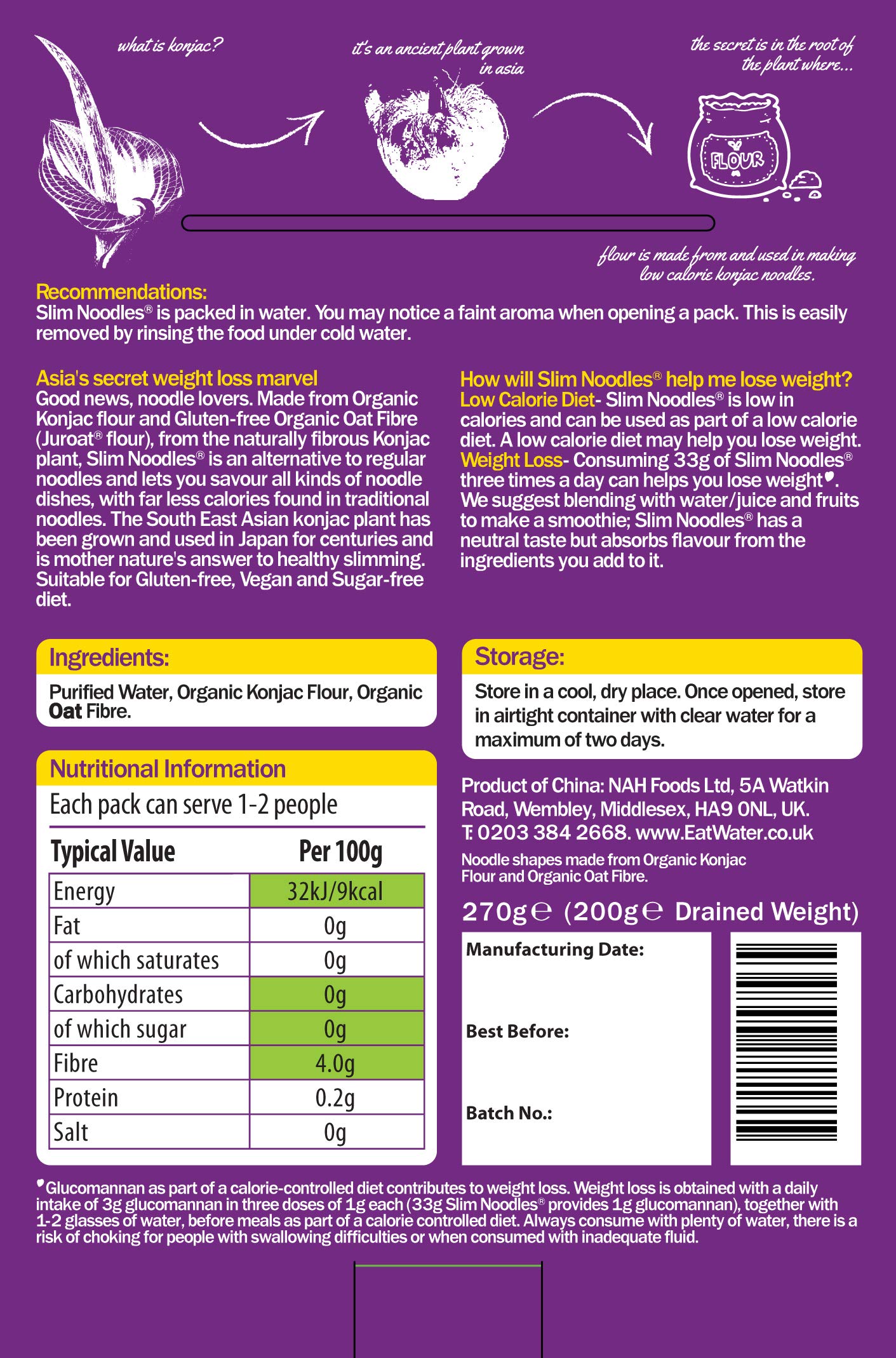 Eat Water Wąski makaron organiczny, 270 g, 5 sztuk