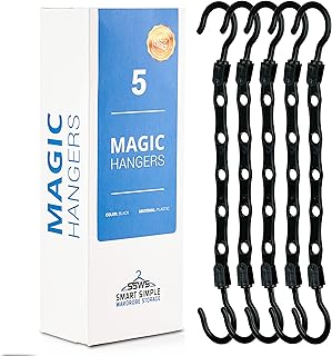 SSWS Hangers Space Savers 5pcs, Hangers for Clothes, Space Saving Hangers, Wardrobe Organiser, coat hangers space saving, Magic Hanger – BLACK