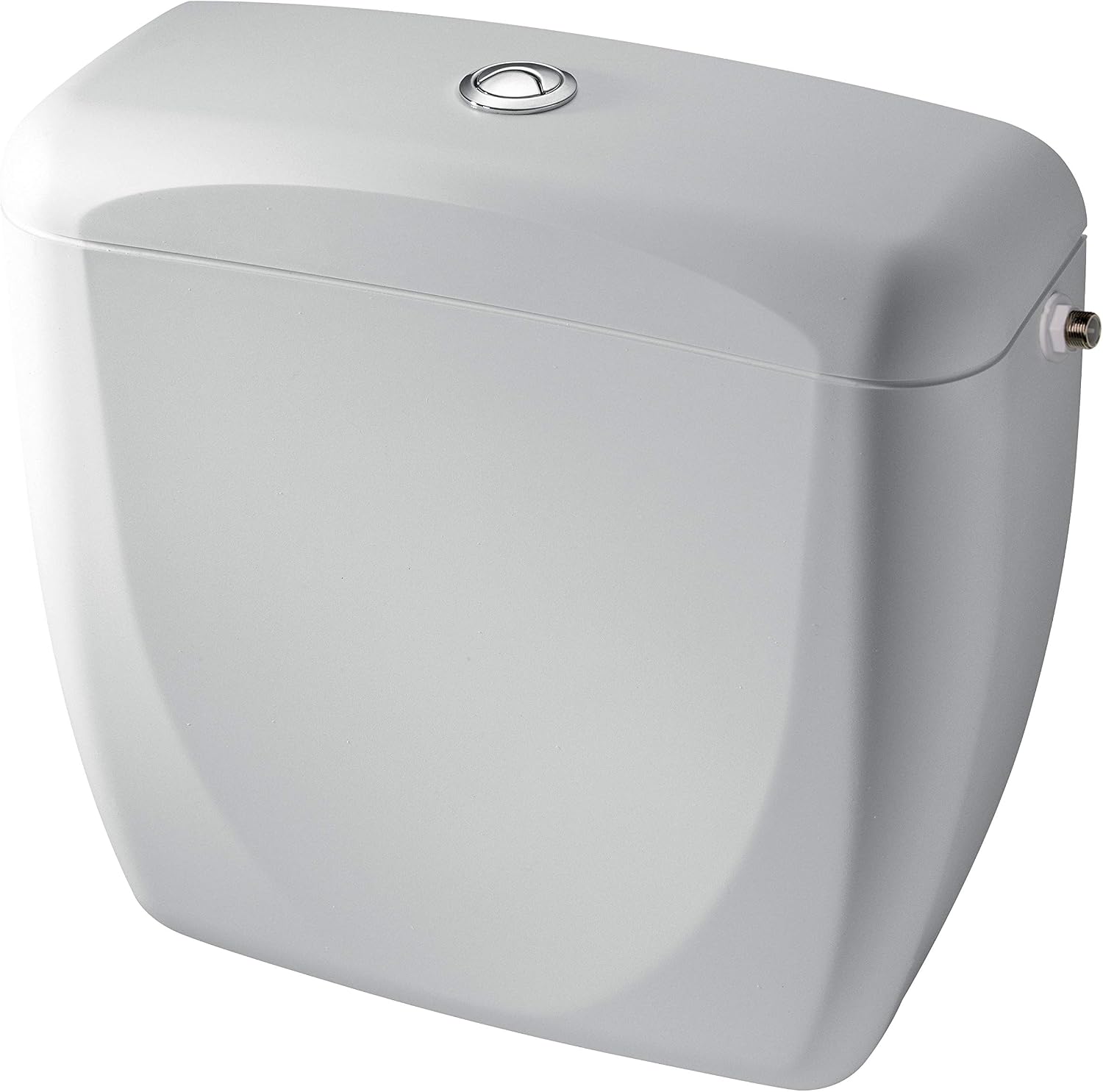 SIAMP 9L Dual-Flush Cistern, white, with chrome push buttons on top