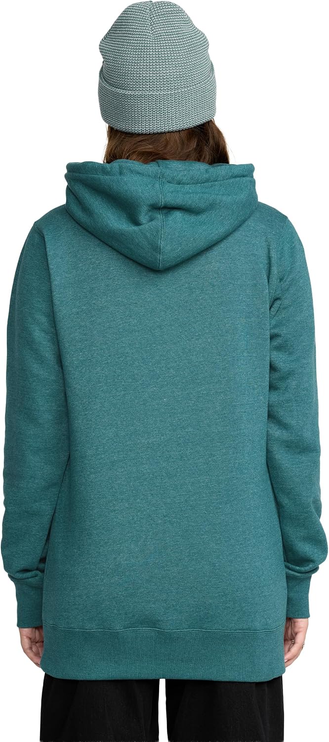 Volcom Women's Tower Long Fit Hooded Sweatshirt – Drawstring Hood Ribbed Cuffs & Hem