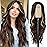 NAYOO Long Brown Mixed Blonde Wavy Wig for Women 26 Inch Middle Part Curly Wavy Wig Natural Looking Synthetic Heat Resistant Fiber for Daily Party Use (Brown Mixed Blonde)