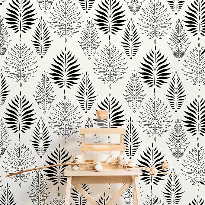 Kazova Boho Black Leaf Wall Stickers Modern Plants Leaves