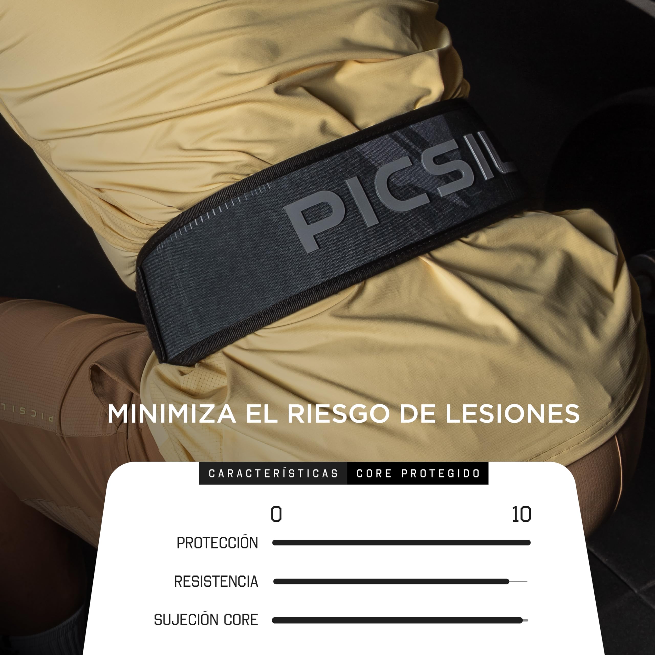 PICSIL - Cinturón Lumbar Recto Neopreno | Competición Powerlifting y Halterofilia | Hebilla Versátil y Tirador | Comodidad y Durabilidad | Diseñado para todo tipo de Atletas