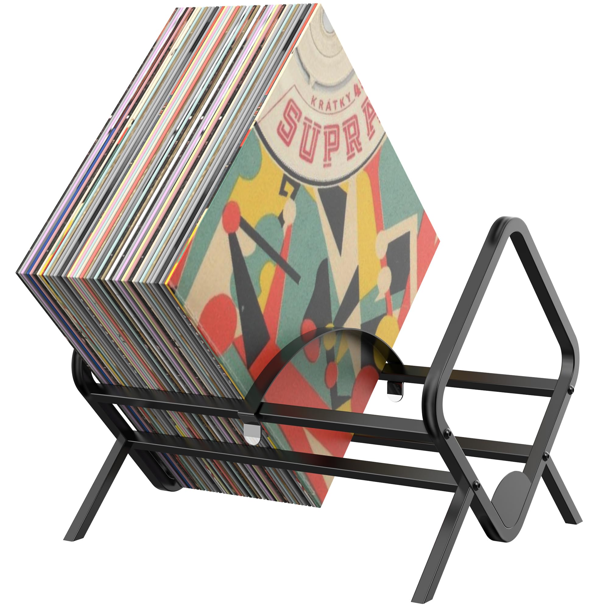 Vinyl Record Storage Metal Record Holder with Retro Simple Design Rack ...