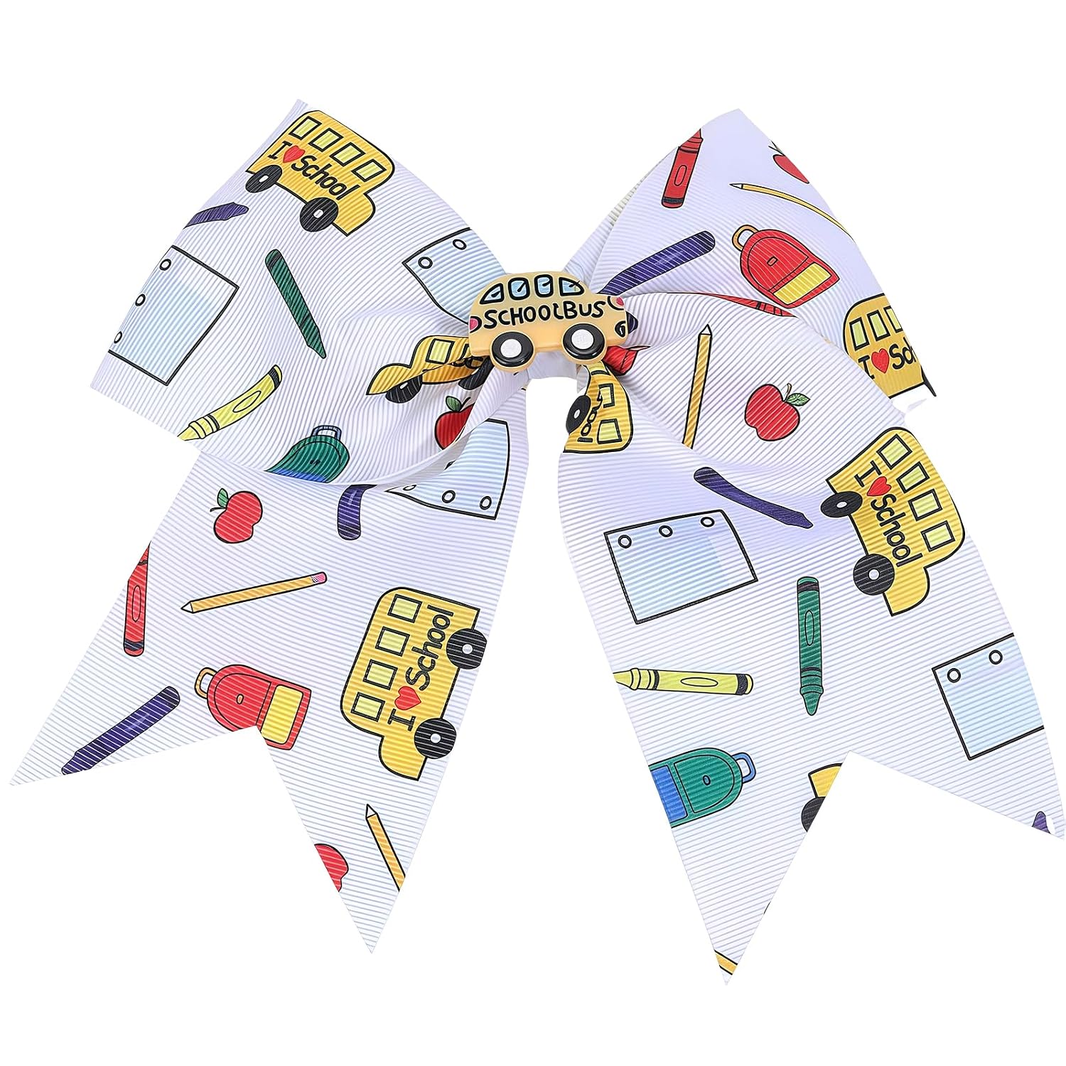 Back to School Hair Bows Clips Bus Hair Clips Big Pencil Bag Bow Hairpin Hair Accessories for Women Girls First Day of School Welcome Party Festival Gifts Supplies