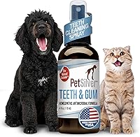 PetSilver Teeth & Gum Spray for Dogs & Cats: Natural Plaque & Tartar Reducer, Breath Freshener with Patented Chelated Silver - USA Made, 4oz