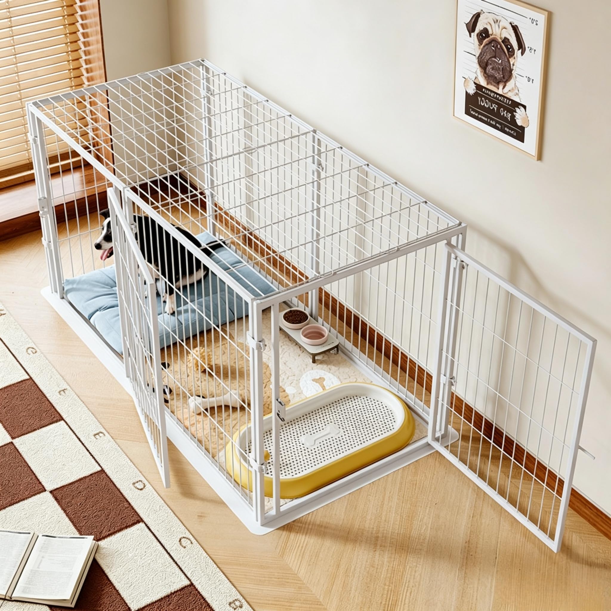 Amazon.co.jp: 犬ケージ 中型犬用 犬 サークル 屋根付き 脱出防止 140