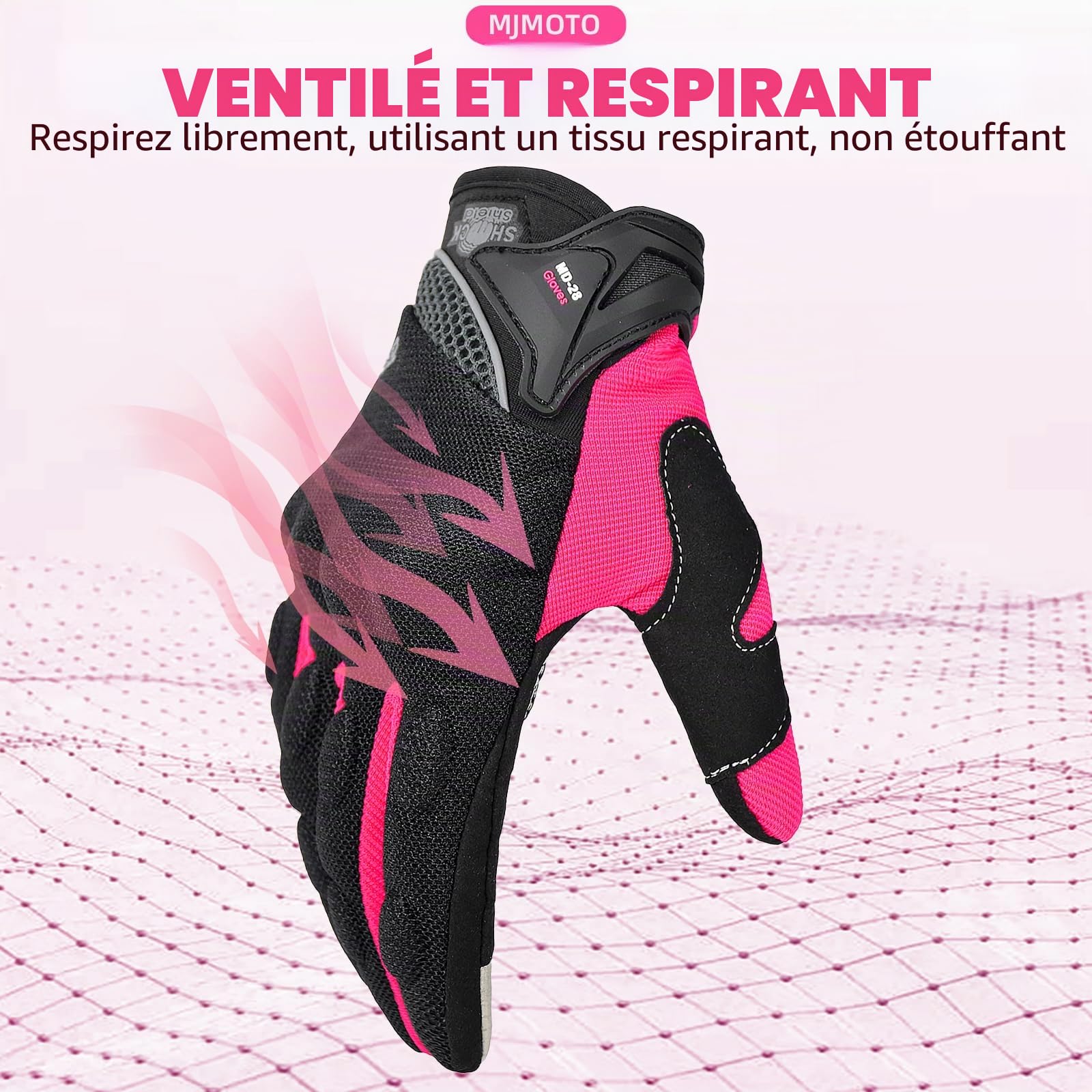 Gants de Moto en Maille Respirante, Écran Tactile, Protection Antidérapante, pour Femmes, Motocross, BMX, VTT, Course sur Route