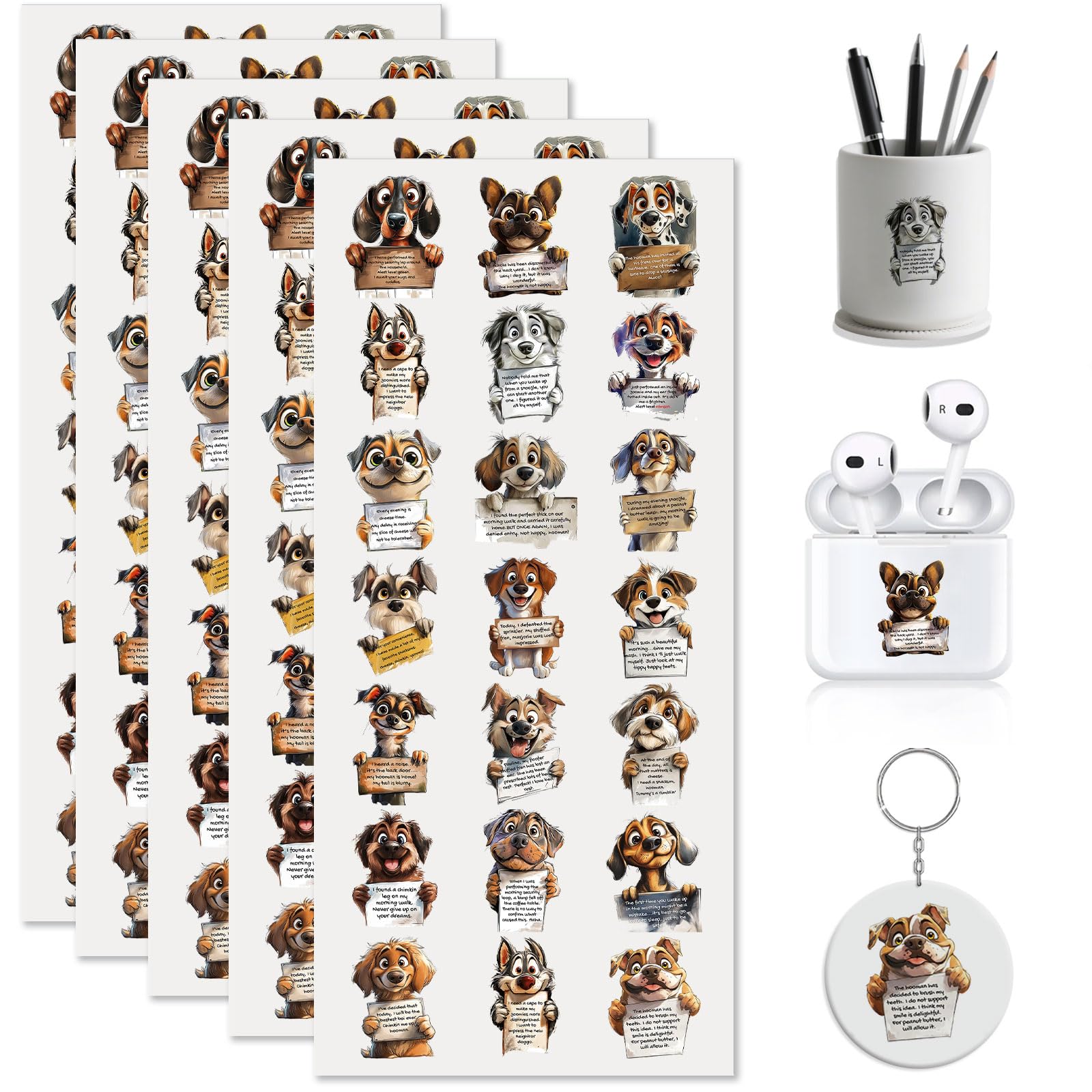 105 Autocollants UV DTF pour AirPods et mini gobelets personnalisés