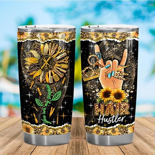 Miniatura 2 de Hair Hustler - Vaso de acero inoxidable de 20 onzas con texto en inglés "You Are My Sunshine", regalos de girasol para estilistas, regalos de