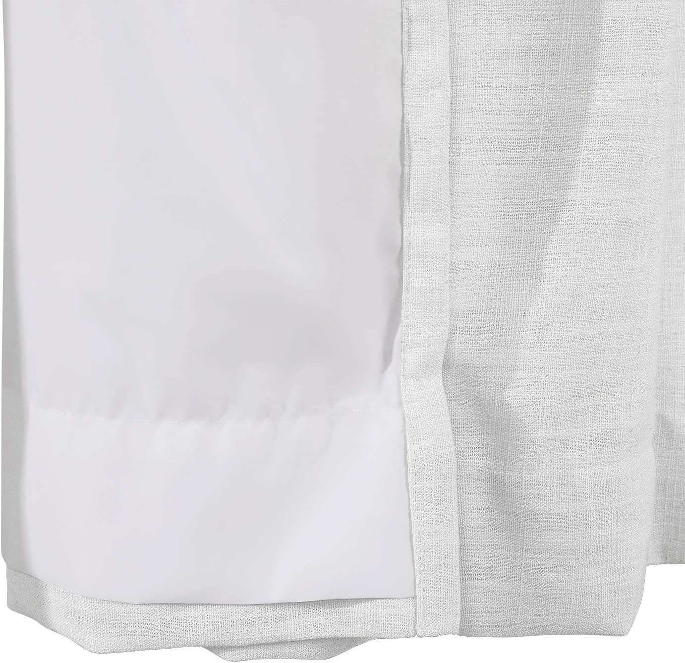 ChadMade Linen Curtain 50 Inches Width x 102 Inches Length Drapery, Room Darkening Lining Curtain Panel 4 in 1 Header Rod Pocket Flat Hooks Back Tab Hook Belt, Beige White (1 Panel)