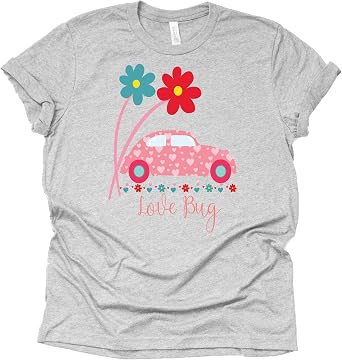 Love Bug Day Shirt for Women Bug Shirt Print Short Sleeve O-Neck Casual Tops Tees Blouse