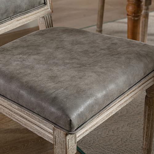 Miniatura 146 de chairus Juego de 2 sillas de comedor de ratán de granja, sillas de campo francesas de cuero con respaldo redondo, sillas laterales ovaladas para