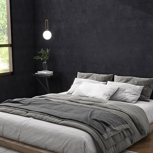 Miniatura 2 de Papel tapiz de hormigón negro y gris, papel de contacto para despegar y pegar, cemento 3D, textura de 24 x 393 pulgadas, vinilo grueso para paredes