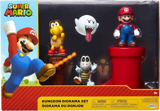 Nintendo 85989-4L Super Mario Brothers Kids' Action Figure Playsets, Dungeon Diorama Set