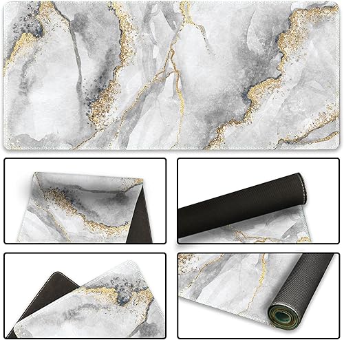 Vista 46 de ARTSO Alfombrilla de escritorio grande negra, alfombrilla de mouse para juegos XXL, alfombrilla de escritorio antideslizante con base de goma, Flor