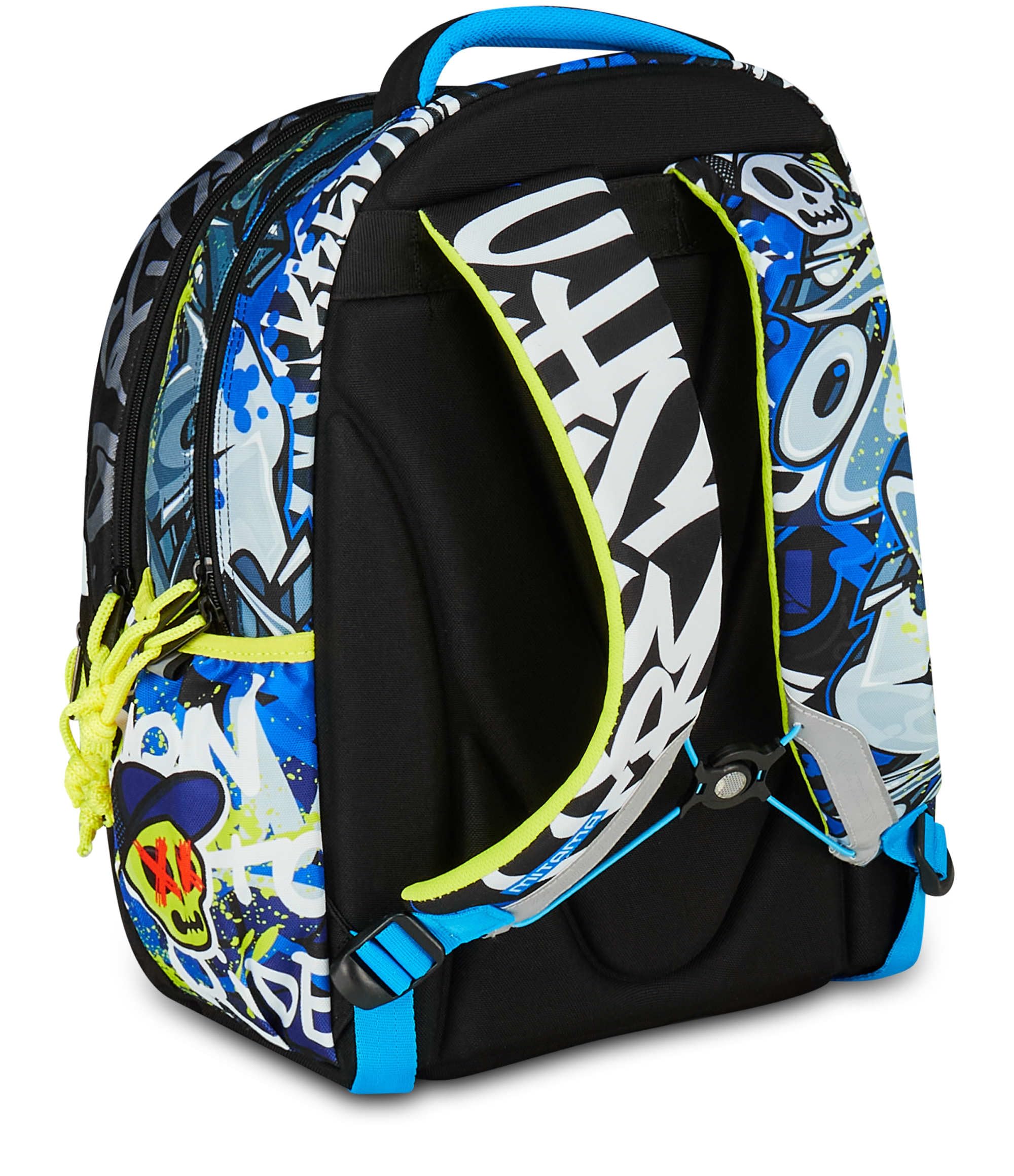 Mitama Zaino Scuola SCHOOL SKATE, New Plus, Triplo Scomparto, Tasche Porta Borraccia, Spallacci Ergonomici, Scuola Elementare Bambino, Media