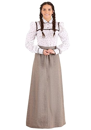 Womens Pioneer Costume, Wild West Outfit With Floral Print Blouse