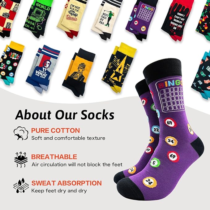 ZHANTUONE Calcetines Crazy Bingo Unisex Algodón Suave y Transpirable miniatura 3