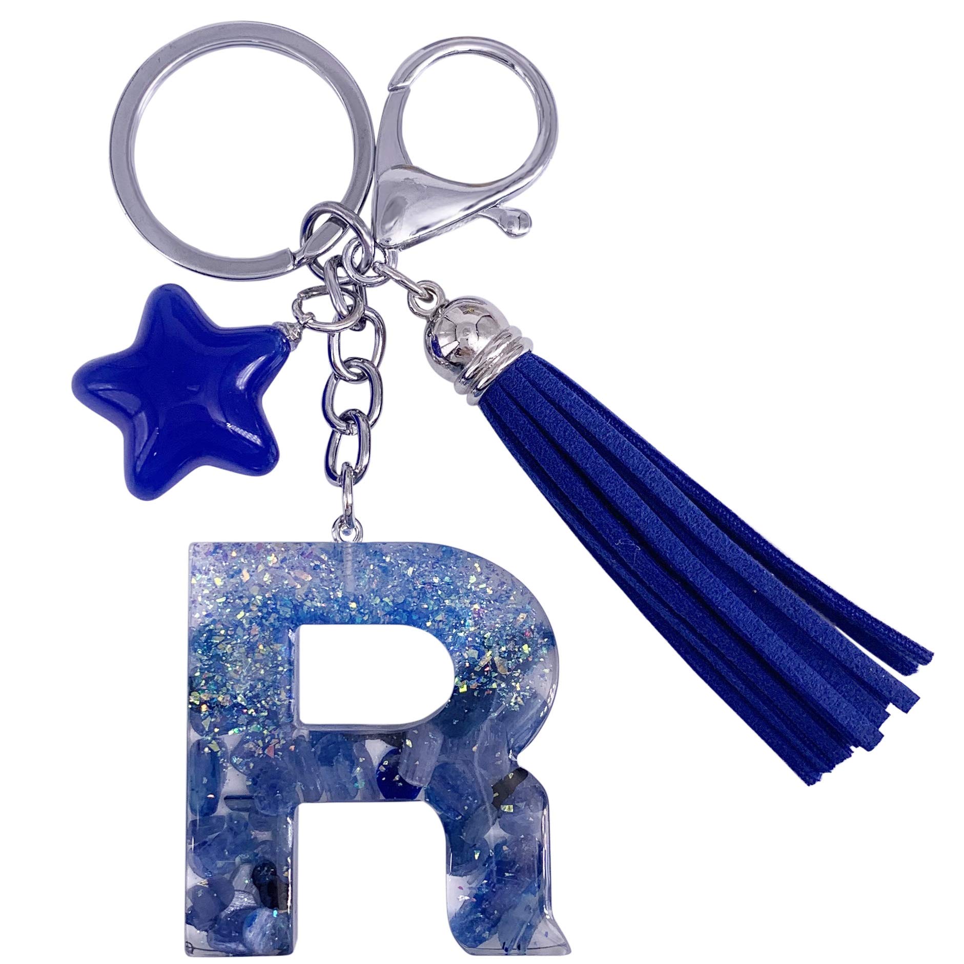 SELOVOBlue Initial Keychain Tassel Letter Alphabet Star Bag Charm Key Chain