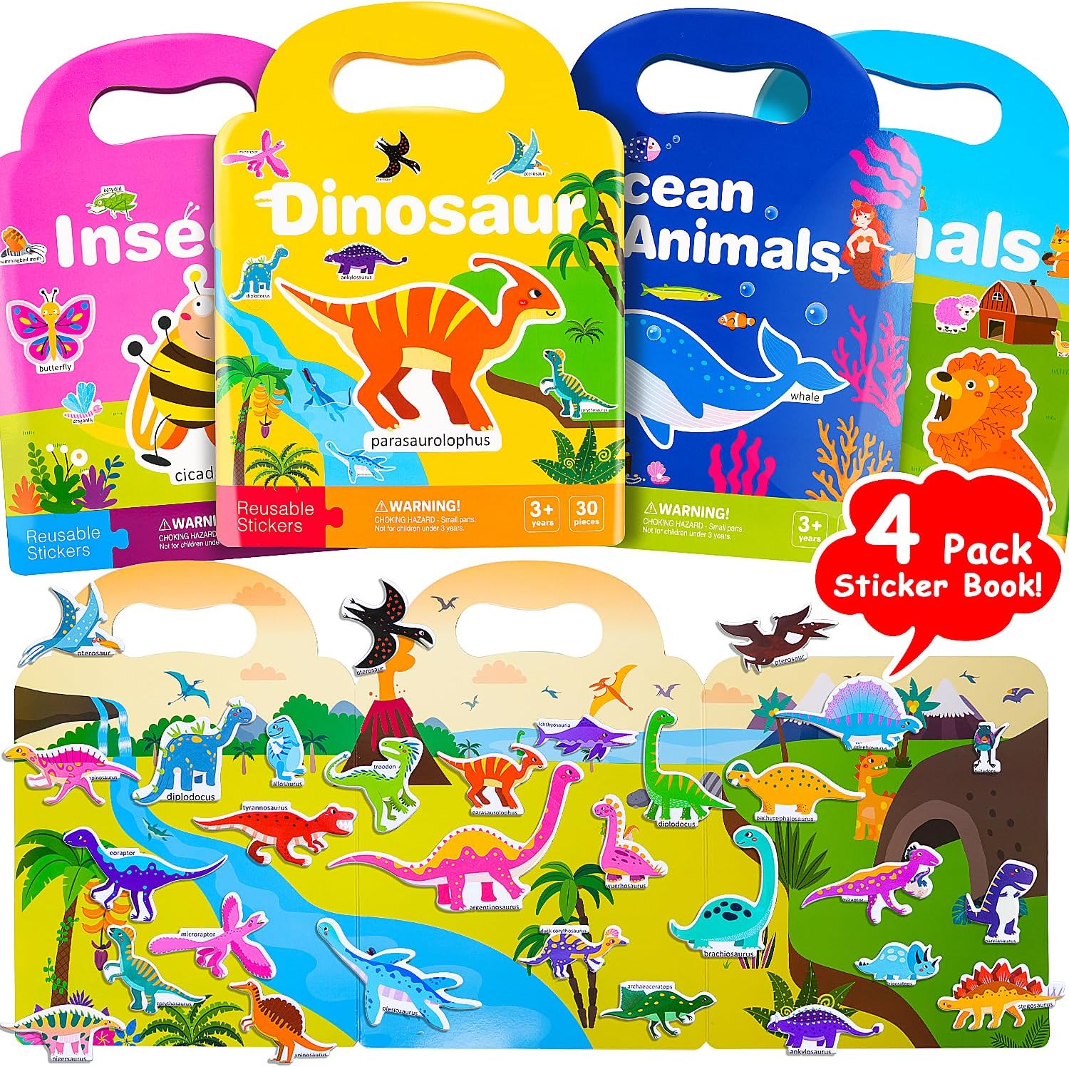 Amazon.com: AuntyFey Reusable Sticker Books for Toddlers 2-4 Years ...