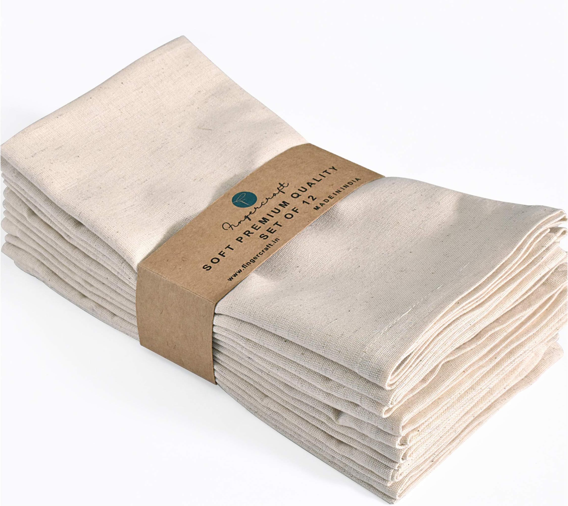 Dinner Cloth Napkins, Cotton Linen Blend 12 Pack Natural Easter Special Premium Quality, Mitered Corners for Every Day Use Napkins are Pre Shrunk and Good Absorbency Ivory