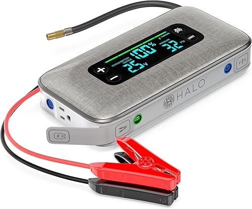Miniatura 19 de HALO Bolt Ultimate 2 - Arrancador de batería portátil para automóvil Compresor de aire de 130 PSI, banco de energía USB de 55.5 Wh con salida