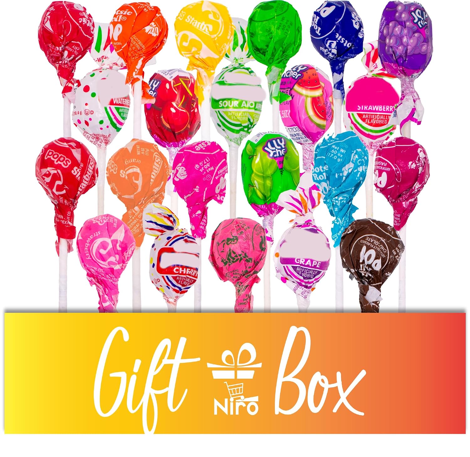 Niro Gift Assortment with 22 Flavors of Filled Lollipops - Filled With Chocolate Taffy, Gum, Fruit Flavors - Ideal Party Favors, Bulk Candy for Events and Celebrations- 4.5 Pounds of Candy Fun!