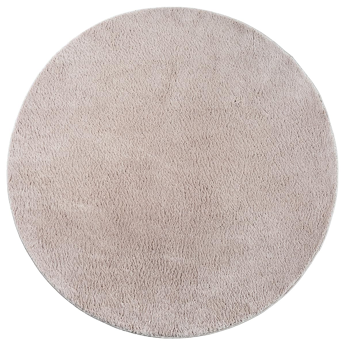 the carpet Relax – Superweiches Badezimmerteppich, Flauschige Badematte in Felloptik, rutschfest & Waschbar (30°C), Ultra Soft Badvorleger Anti-Rutsch für Bad & WC, Sand, 120 x 120 cm Rund