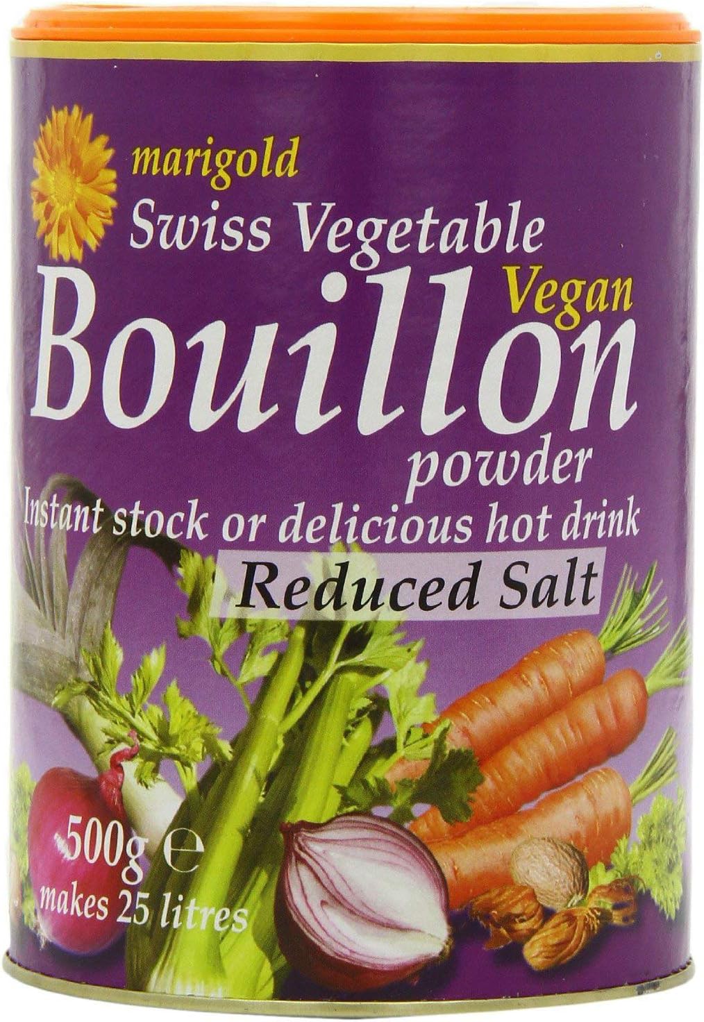Marigold Vegan Bouillon Powder, Less Salt 500 g (Pack of 2) BigaMart