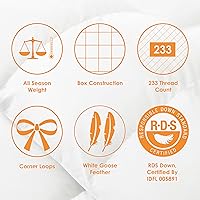 Vista 6 de Canadian Down & Feather Co. - Edredón de plumas de ganso blanco para todas las estaciones, tamaño individual, carcasa de 233 hilos, 100% algodón