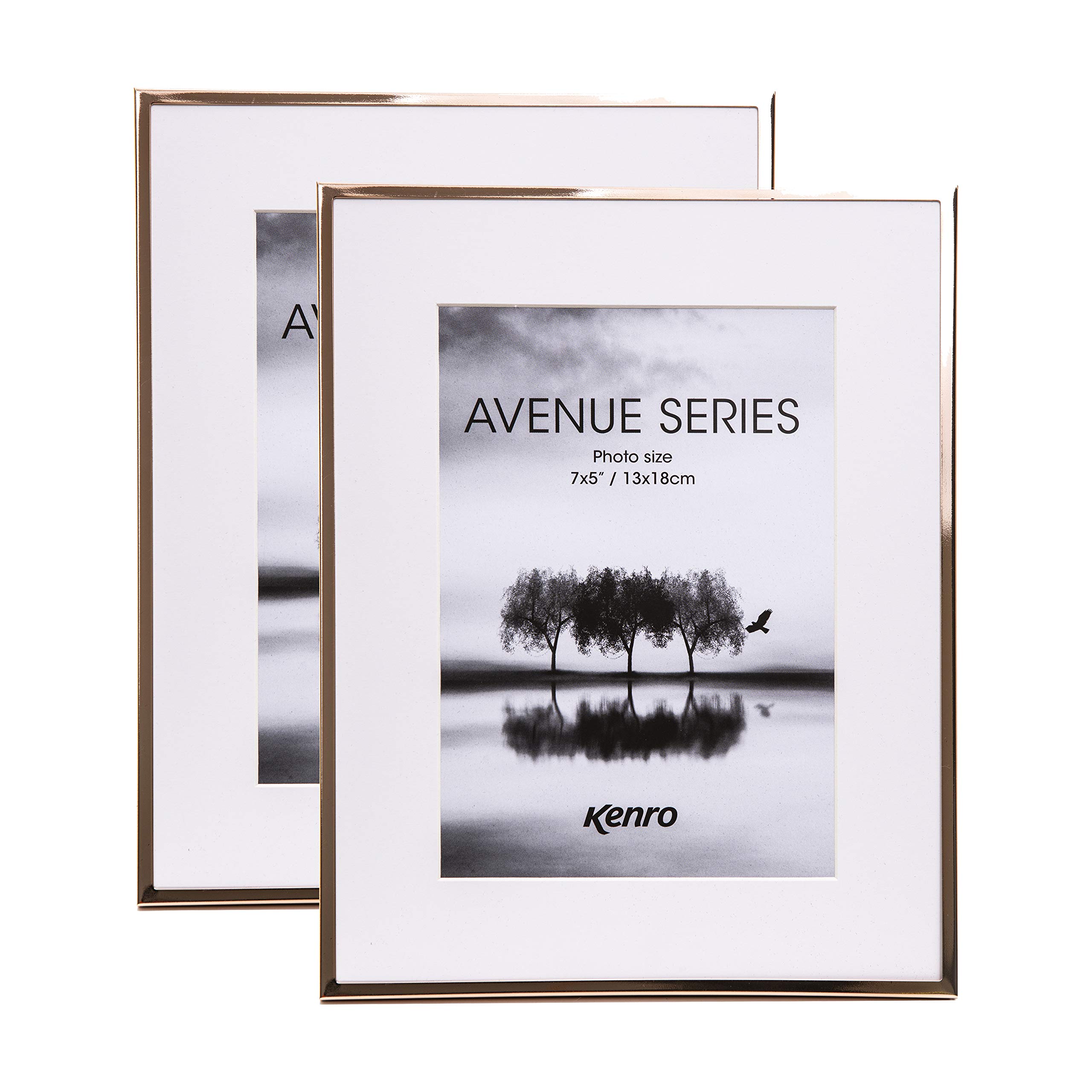 Kenro White Box Of 2 Avenue Rose Gold Photo Frame 8X10 Inch / 20X25cm With Mat For Photo 8X6 Inch / 15X20cm - Ave1520rg