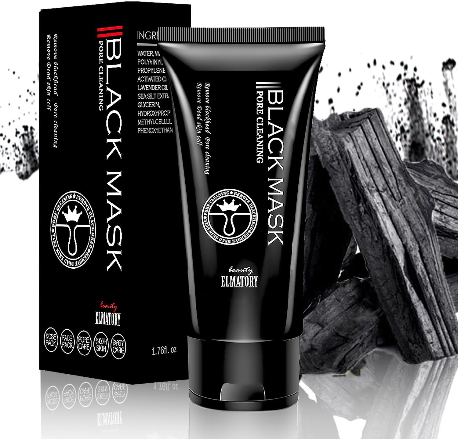 Black Mask Blackhead Remover Purifying Peel Off Mask Activated Charcoal Mask Deep Cleansing Acne removal Nose Face Pore Cleaner 1 Tube(1.76 fl oz)