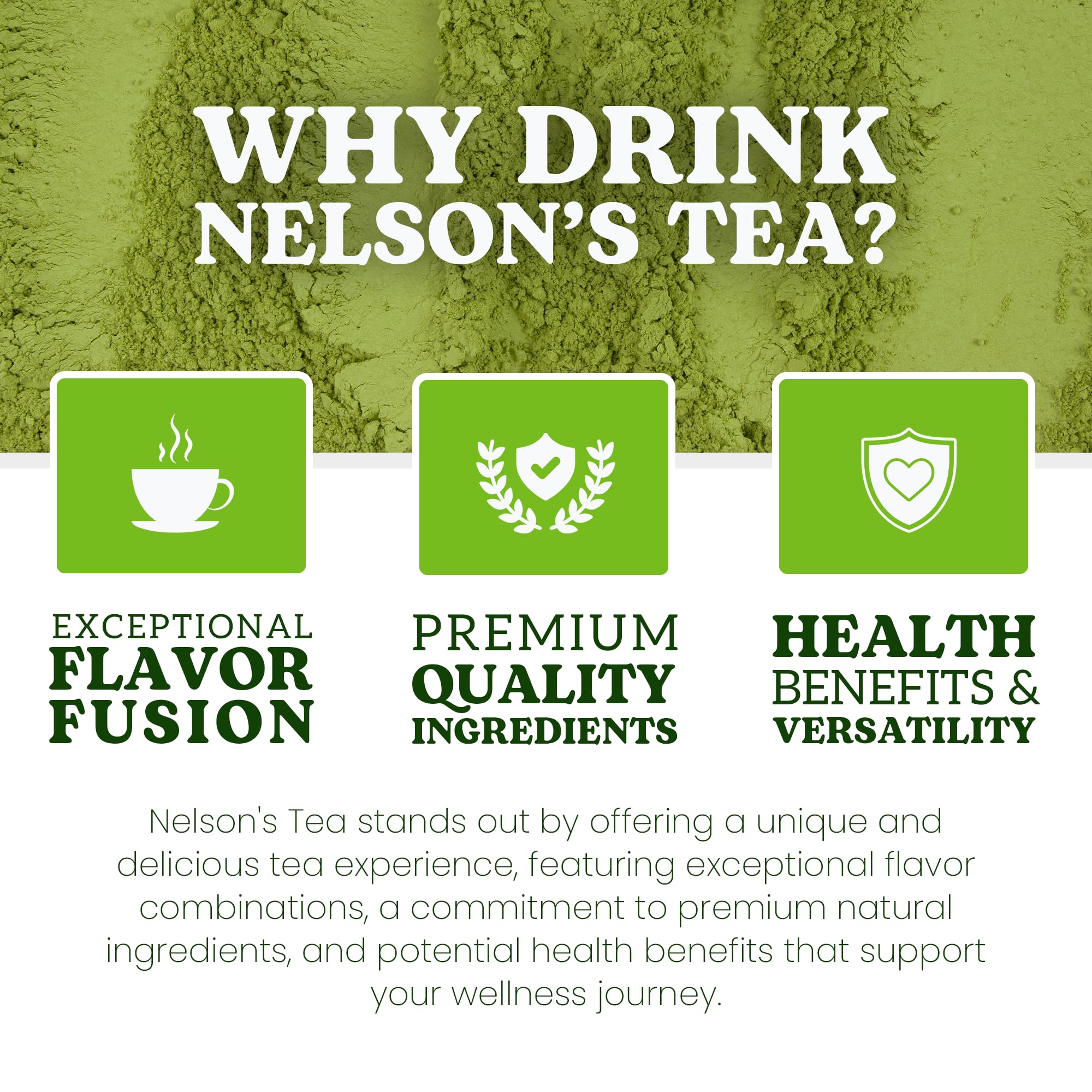 Nelsons Tea Organic Matcha Powder Premium Culinary Grade Green Tea for Lattes Smoothies Cooking Versatile Ideal for Healthy — view 4