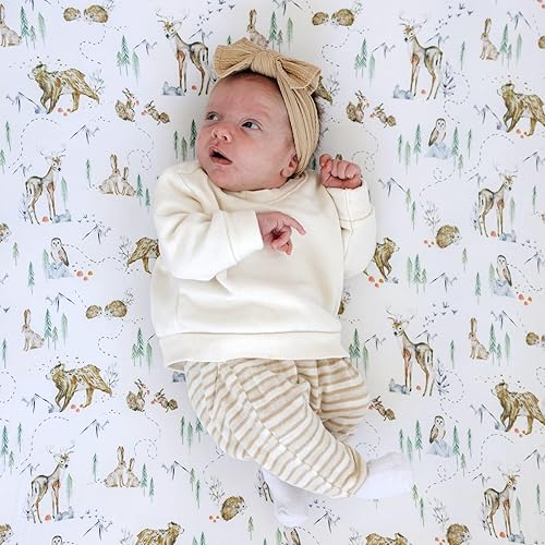 Miniatura 3 de Juego de 2 sábanas bajeras ajustables para cuna estándar (Magic Forest), sábanas bajeras de primera calidad, mezcla de algodón suave como la