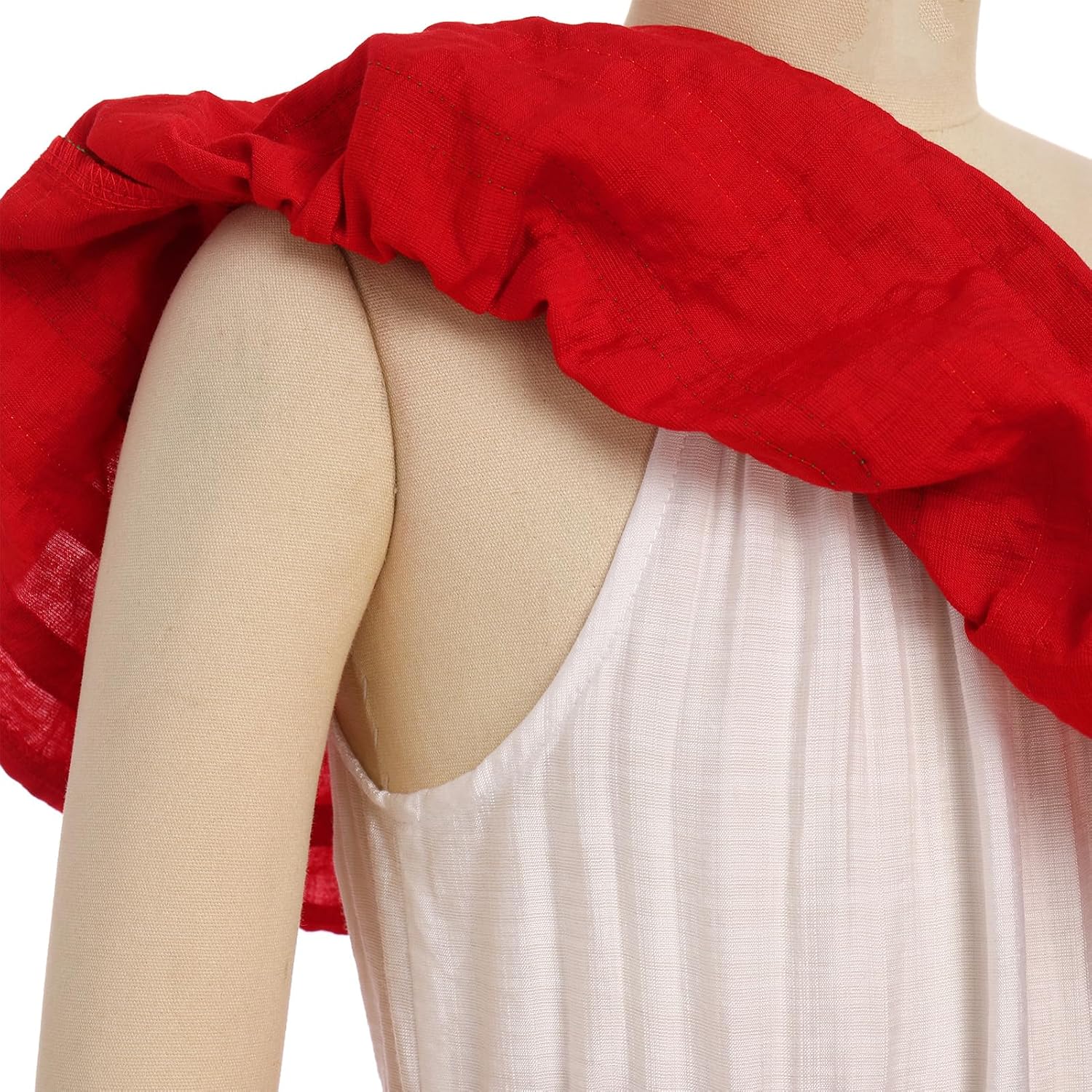 Kids Girls Cinco De Mayo Fiesta Mexican Traditional Folk Ruffle Drape Dress with Belt