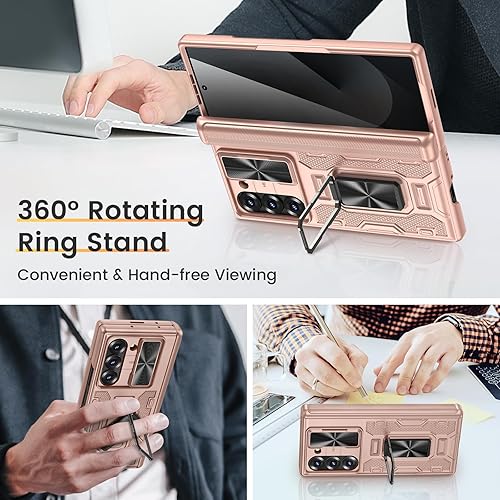 Miniatura 35 de VEGO Funda para Galaxy Z Fold 4 con cubierta de cámara deslizante y funda de protección de bisagra con protector de pantalla Cubierta protectora