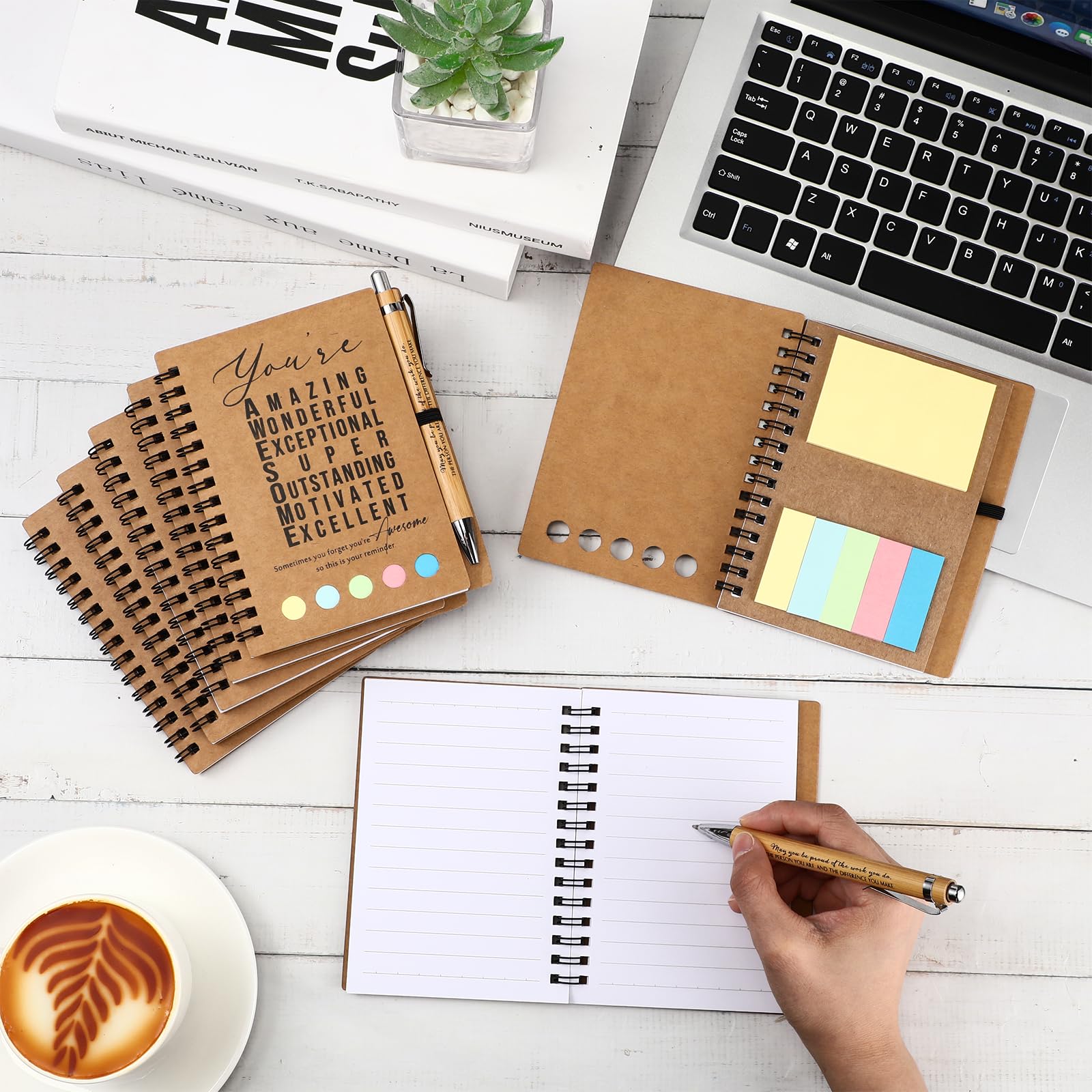 Jetec Lot de 12 carnets inspirants en vrac avec stylo et bloc-notes autocollant, cadeau de remerciement pour infirmières, collègues, groupes, enseignants (12 ensembles)