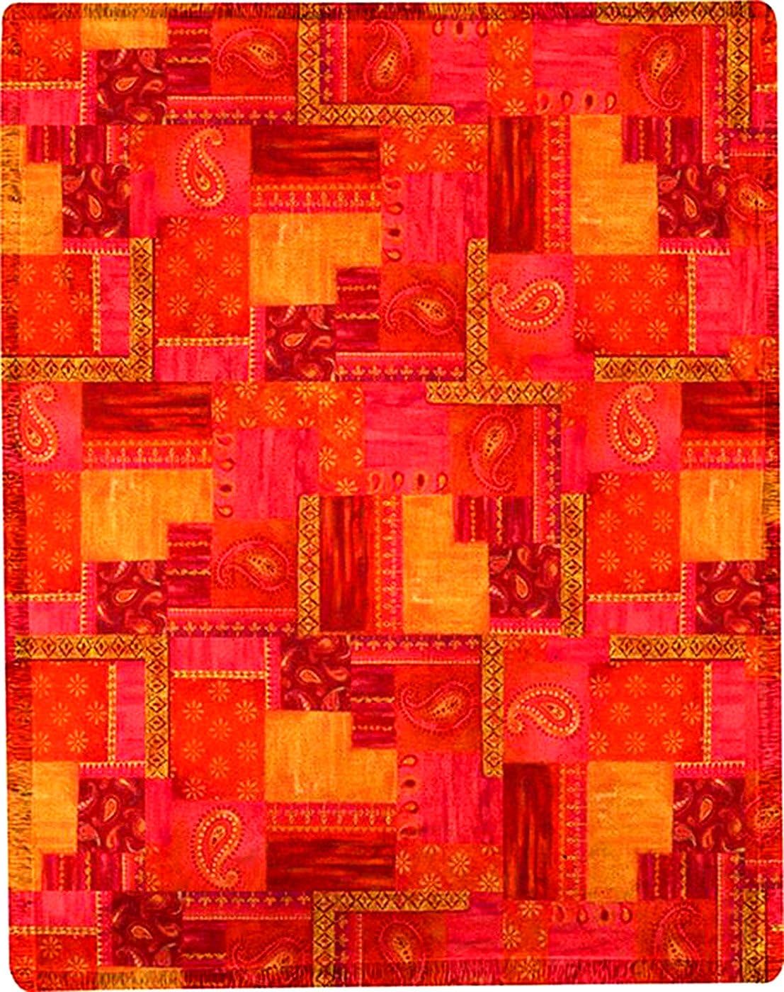 Manual Moroccan Paisley Pink Patchwork Lightweight Woven Throw Blanket SAMPP 50x60 Orange Yellow by Manual Woodworkers