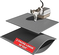 Pieviev 2-Pack Cat Litter Mats 30x24 Inch Double Layer Waterproof Urine-Proof Litter Trapping Gray
