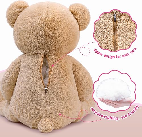 Miniatura 3 de Tezituor Oso de peluche grande de 47 pulgadas, suave oso de peluche gigante para cumpleaños, baby shower, San Valentín, color marrón