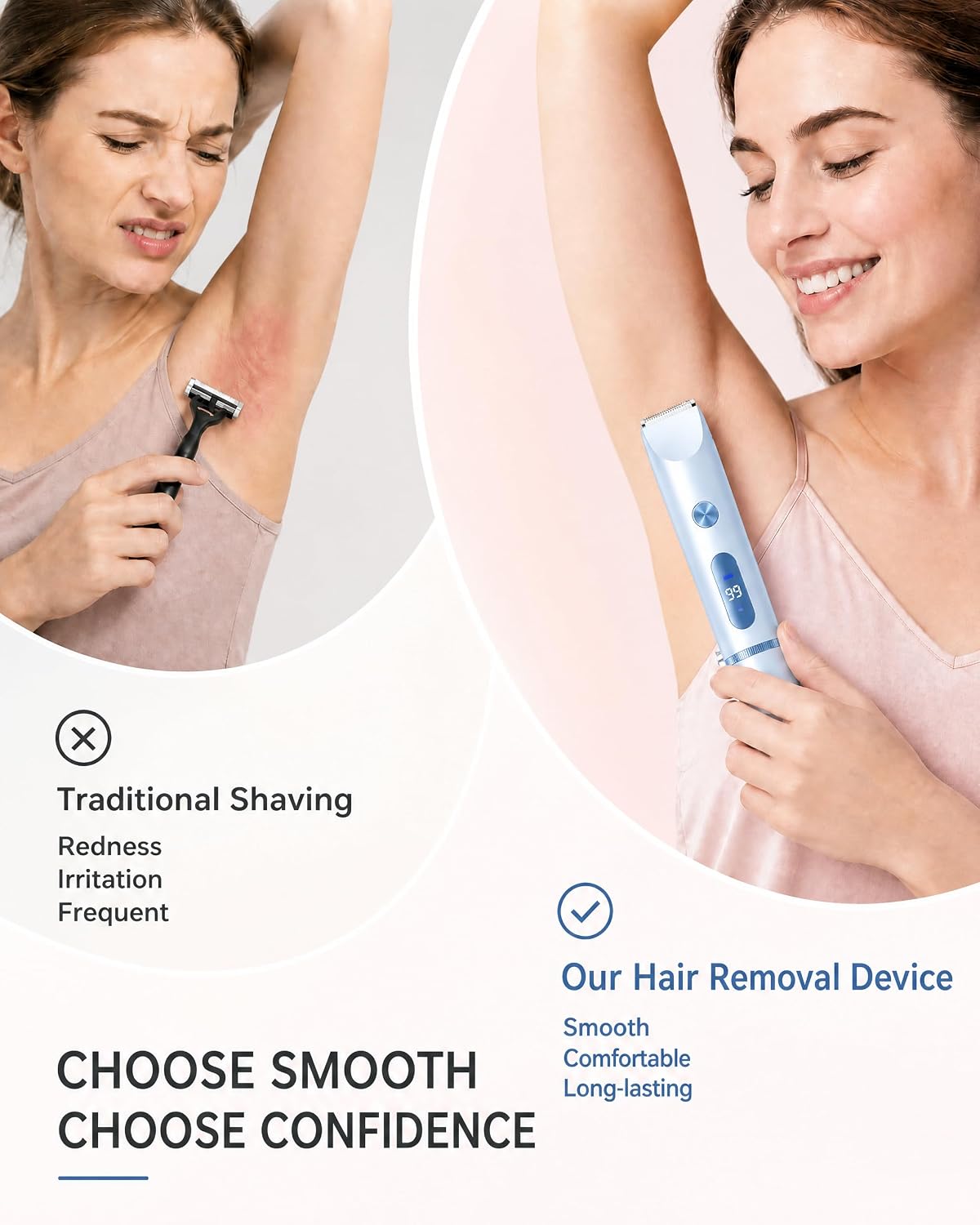 Bikini Trimmer for Women - 2-in-1 Waterproof Electric Razor, Rose Gold Design, Perfect Self-Care Gift for Her, USB-C Rechargeable, for Bikini, Face & Body
