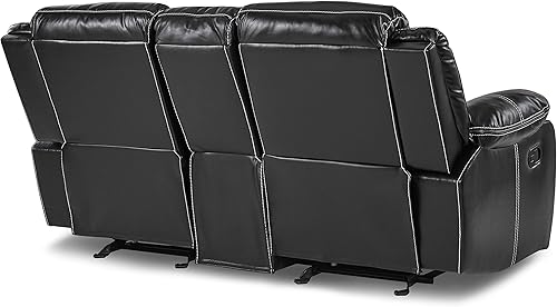 Miniatura 10 de Lexicon Warrenton Asiento de dos plazas reclinable manual de gamuza sintética con consola central, 78.5 pulgadas de ancho, marrón