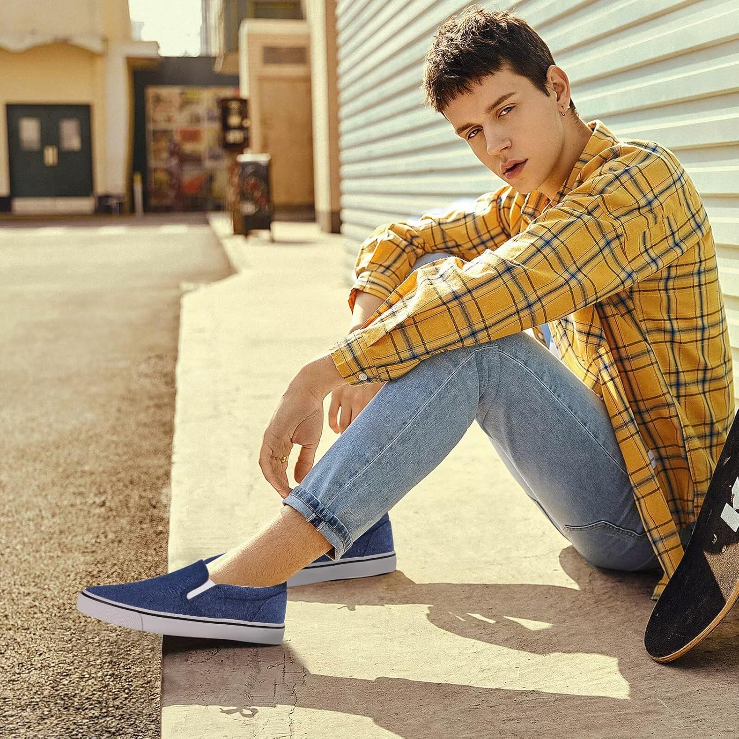 Mens Classic Slip on Canvas Shoes Casual Loafers Fashion Sneakers - Image 6